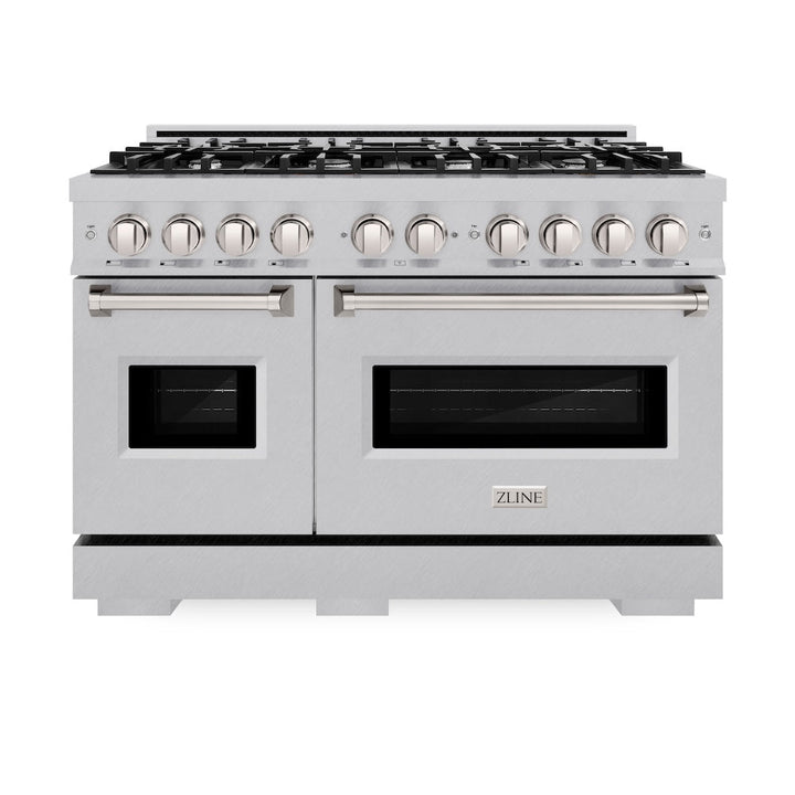 ZLINE 48 in. 6.7 cu. ft. Classic Double Oven Dual Fuel Range with 8 Burner Gas Cooktop in Satin Stainless Steel, Open Box-Excellent Condition