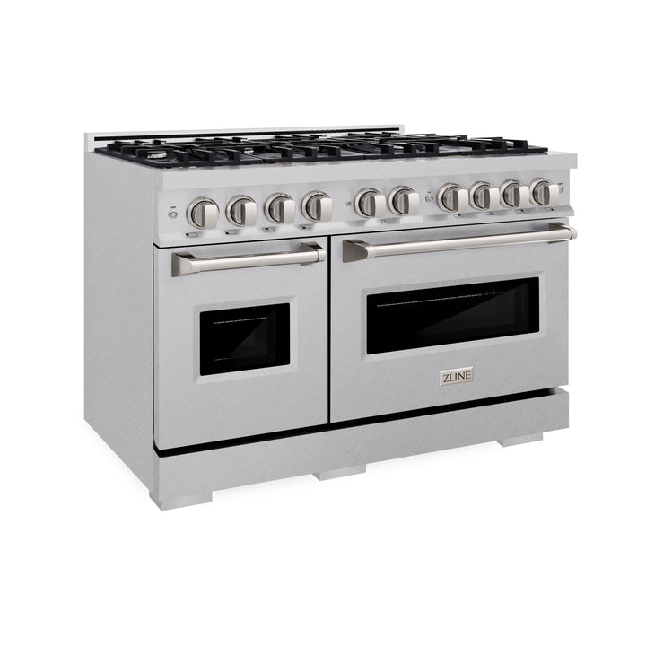 ZLINE 48 in. 6.7 cu. ft. Classic Double Oven Dual Fuel Range with 8 Burner Gas Cooktop in Satin Stainless Steel (CDRS-48)