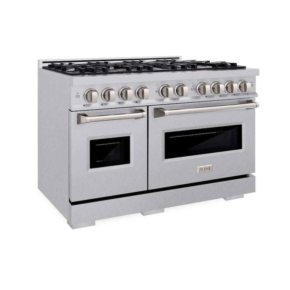 ZLINE 48 in. 6.7 cu. ft. Classic Double Oven Dual Fuel Range with 8 Burner Gas Cooktop in Satin Stainless Steel, Open Box-Excellent Condition