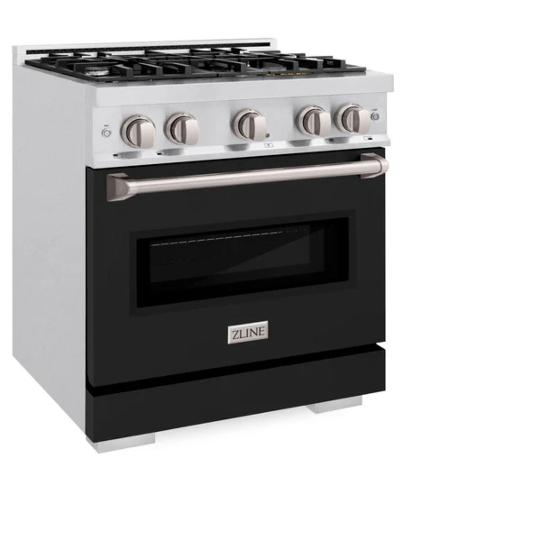 ZLINE Classic Dual Fuel Ranges with Black Matte Doors in Satin Stainless Steel Finish