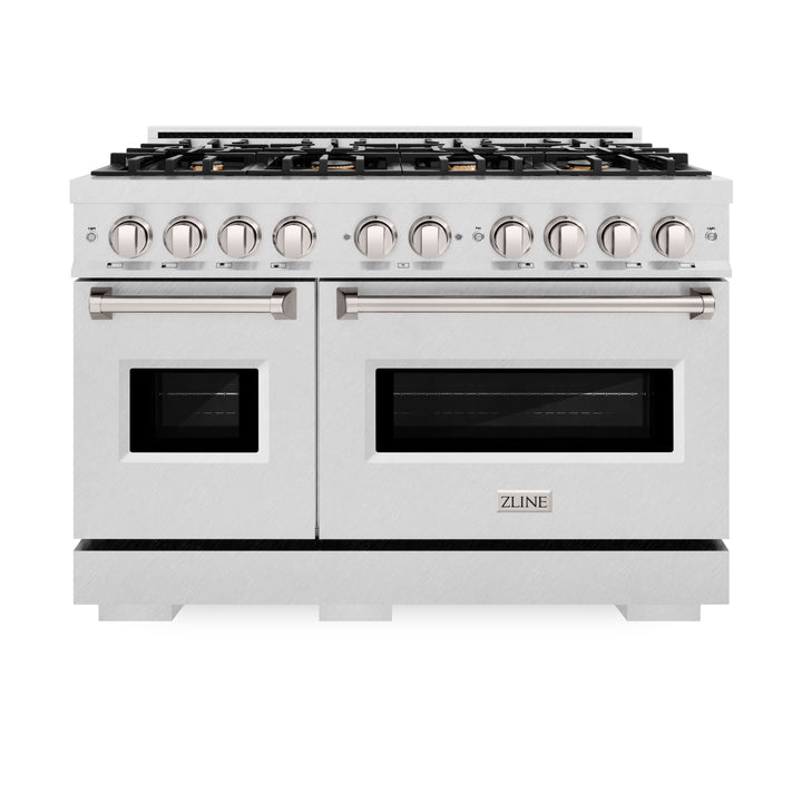 ZLINE 48 in. 6.7 cu. ft. Classic Double Oven Dual Fuel Range in Satin Stainless Steel with 8 Brass Burners (CDRS-BR-48)