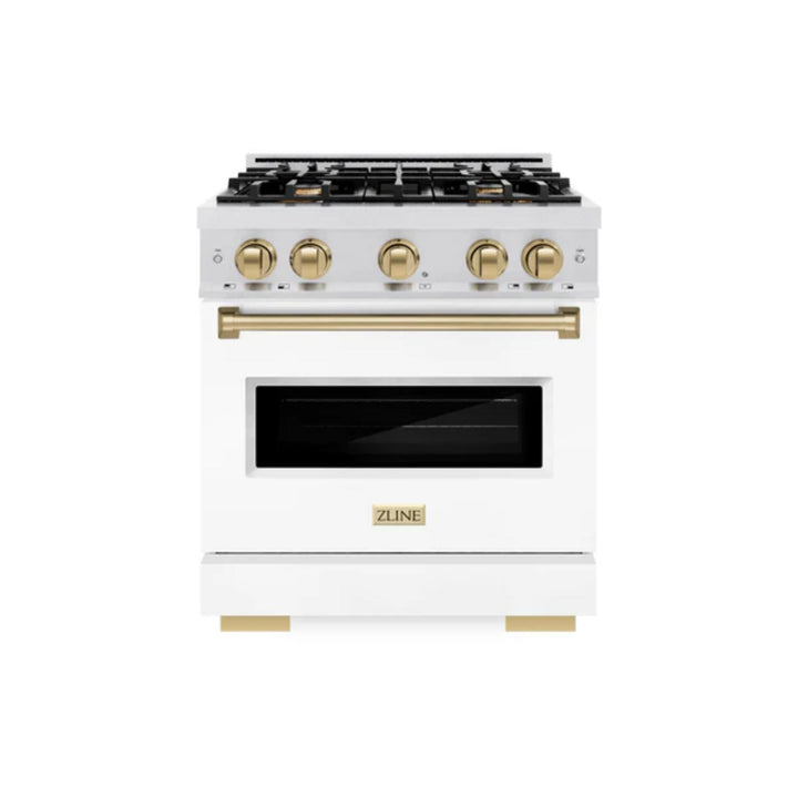 ZLINE Autograph Edition Classic Dual Fuel Ranges in White Matte.