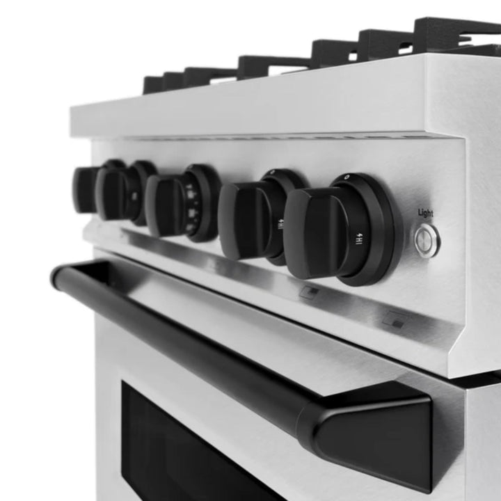 ZLINE Autograph Edition Classic Dual Fuel Ranges with Matte Black Accents in Satin Stainless Steel