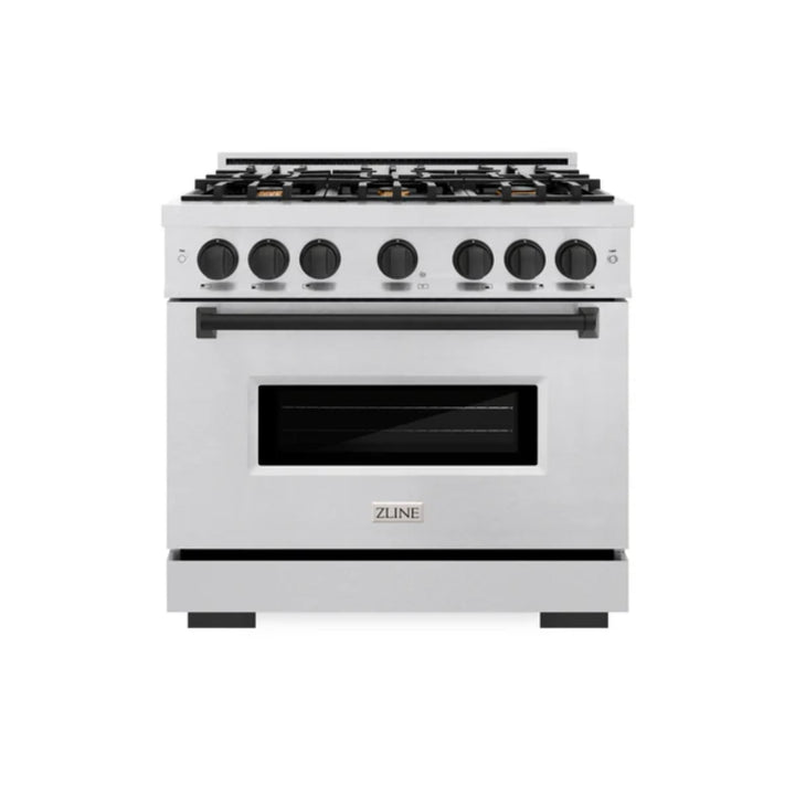 ZLINE Autograph Edition Classic Dual Fuel Ranges with Matte Black Accents in Satin Stainless Steel