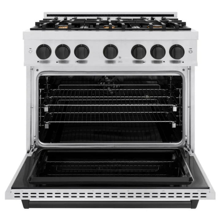 ZLINE Autograph Edition Classic Dual Fuel Ranges with Matte Black Accents in Satin Stainless Steel