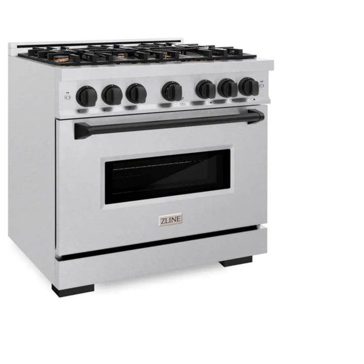 ZLINE Autograph Edition Classic Dual Fuel Ranges with Matte Black Accents in Satin Stainless Steel