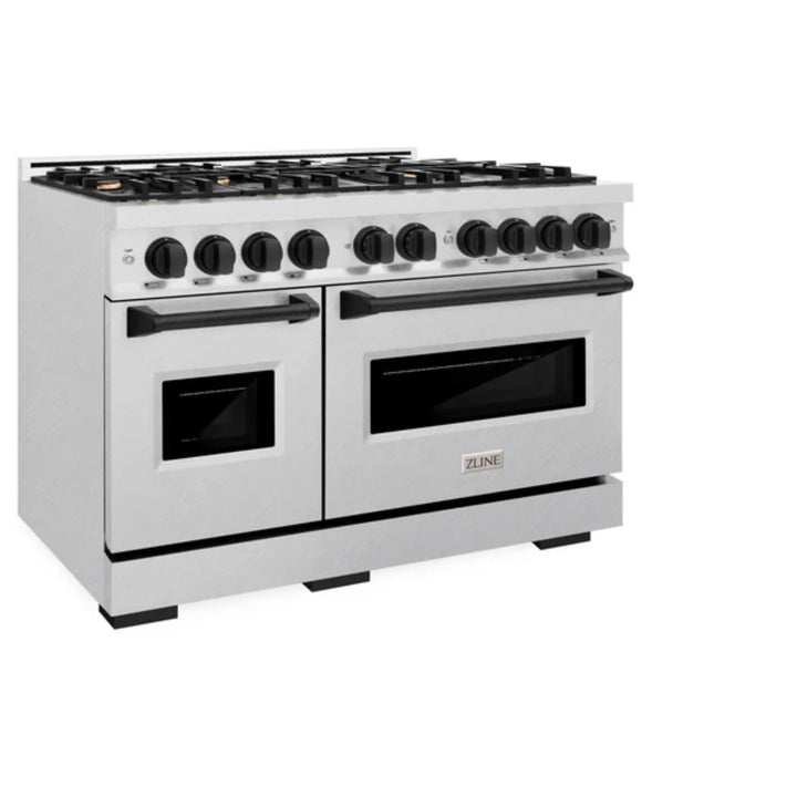 ZLINE Autograph Edition Classic Dual Fuel Ranges in Satin Stainless Steel with Matte Black Accents