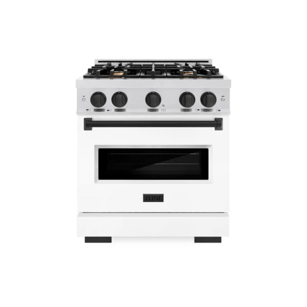 ZLINE Autograph Edition Classic Dual Fuel Ranges in Satin Stainless Steel with Matte Black Accents