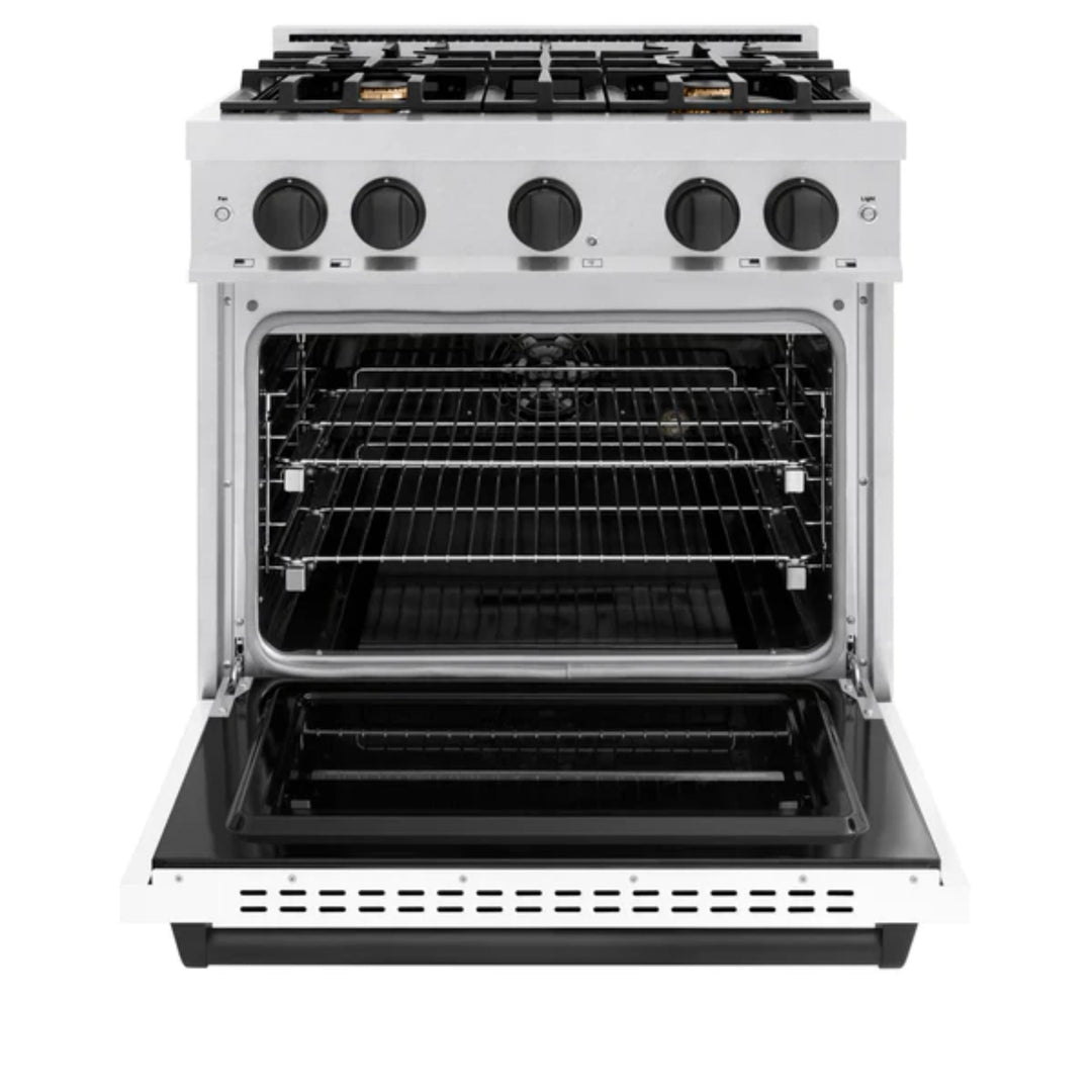 ZLINE Autograph Edition Classic Dual Fuel Ranges in Satin Stainless Steel with Matte Black Accents
