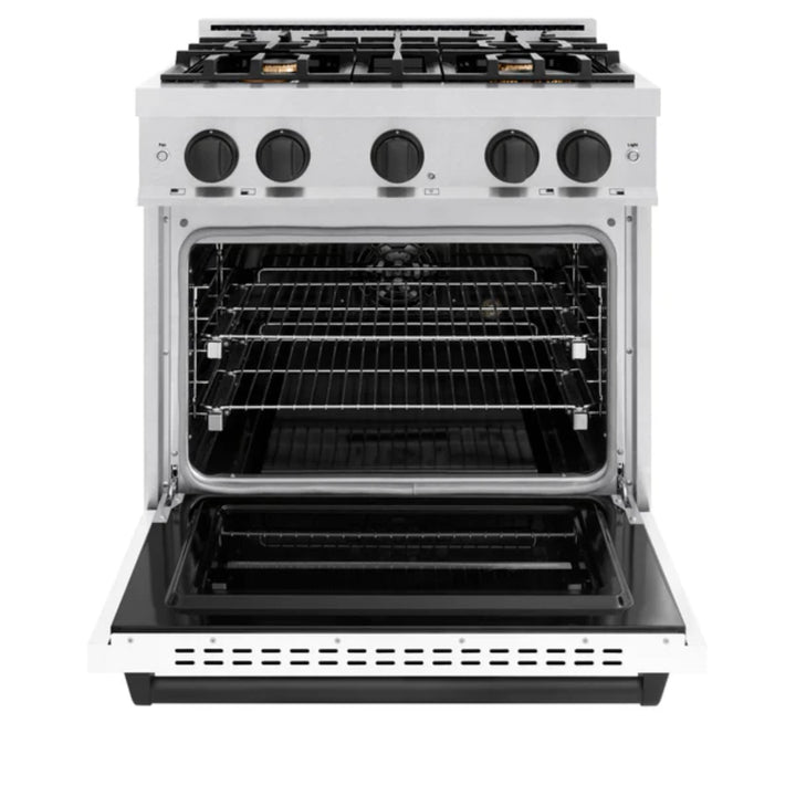 ZLINE Autograph Edition Classic Dual Fuel Ranges in Satin Stainless Steel with Matte Black Accents