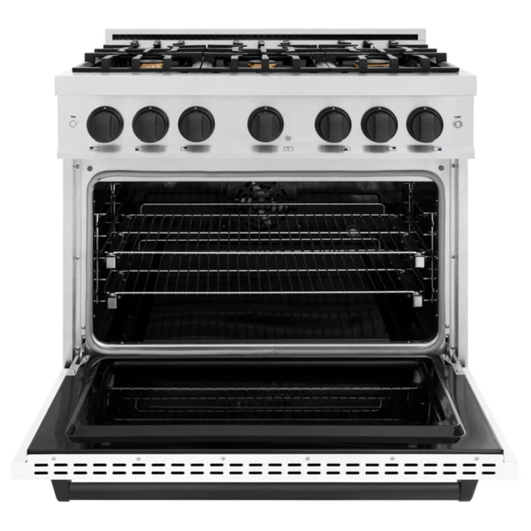 ZLINE Autograph Edition Classic Dual Fuel Ranges in Satin Stainless Steel with Matte Black Accents