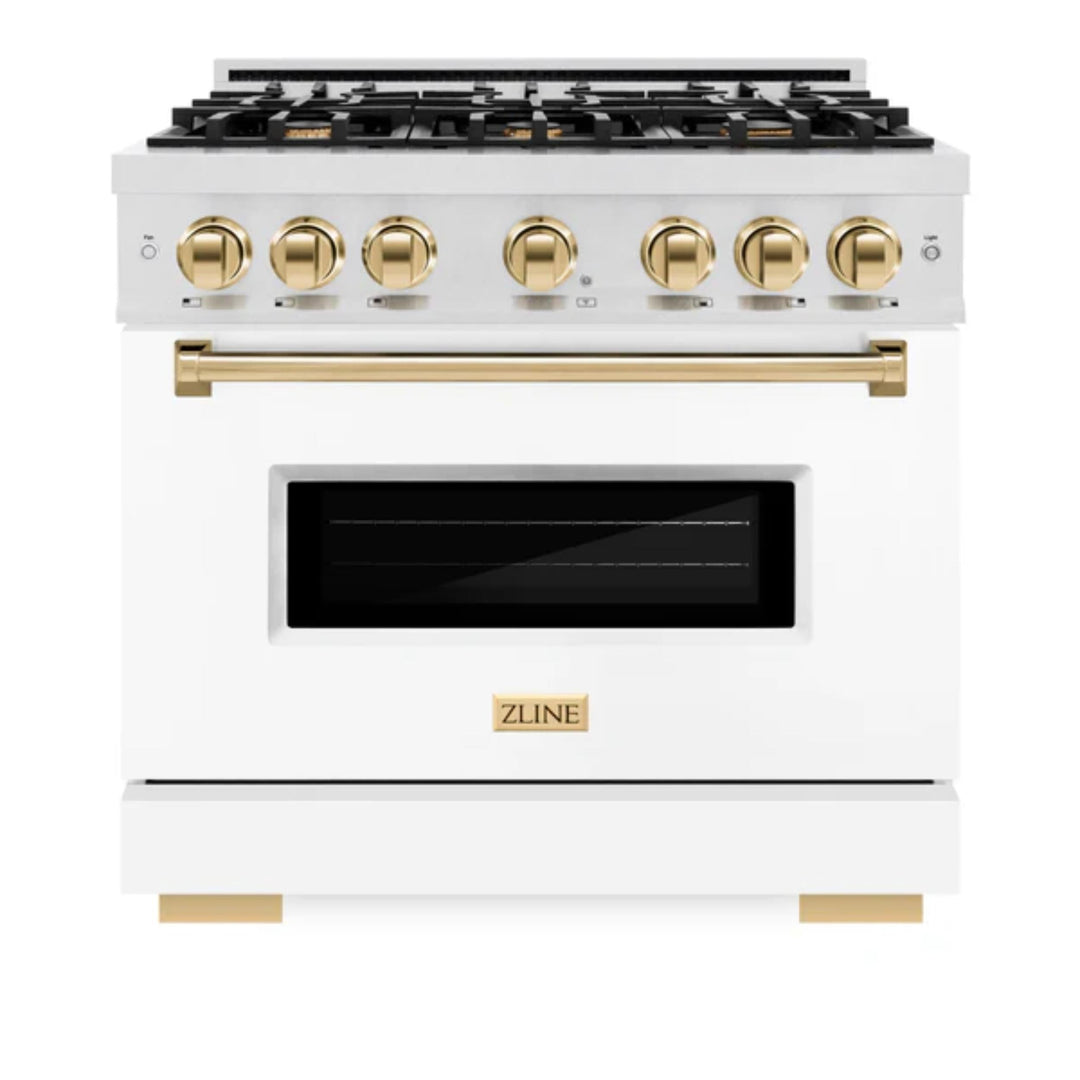 ZLINE Autograph Edition Classic Dual Fuel Ranges in White Matte.