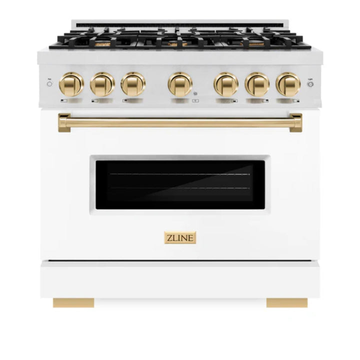 ZLINE Autograph Edition Classic Dual Fuel Ranges in White Matte.