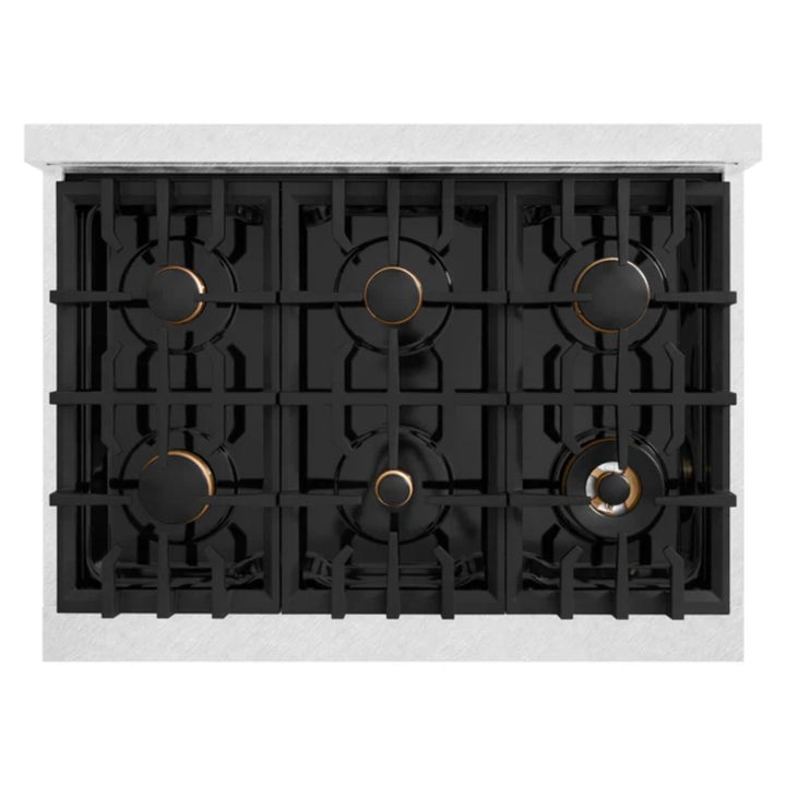 ZLINE Autograph Edition Classic Gas Range with Convection Gas Oven in Satin Stainless Steel Matte Black and Polished Gold Accents