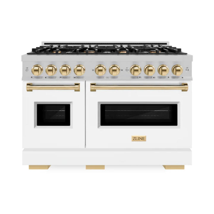 ZLINE Autograph Edition Classic Dual Fuel Ranges in White Matte.