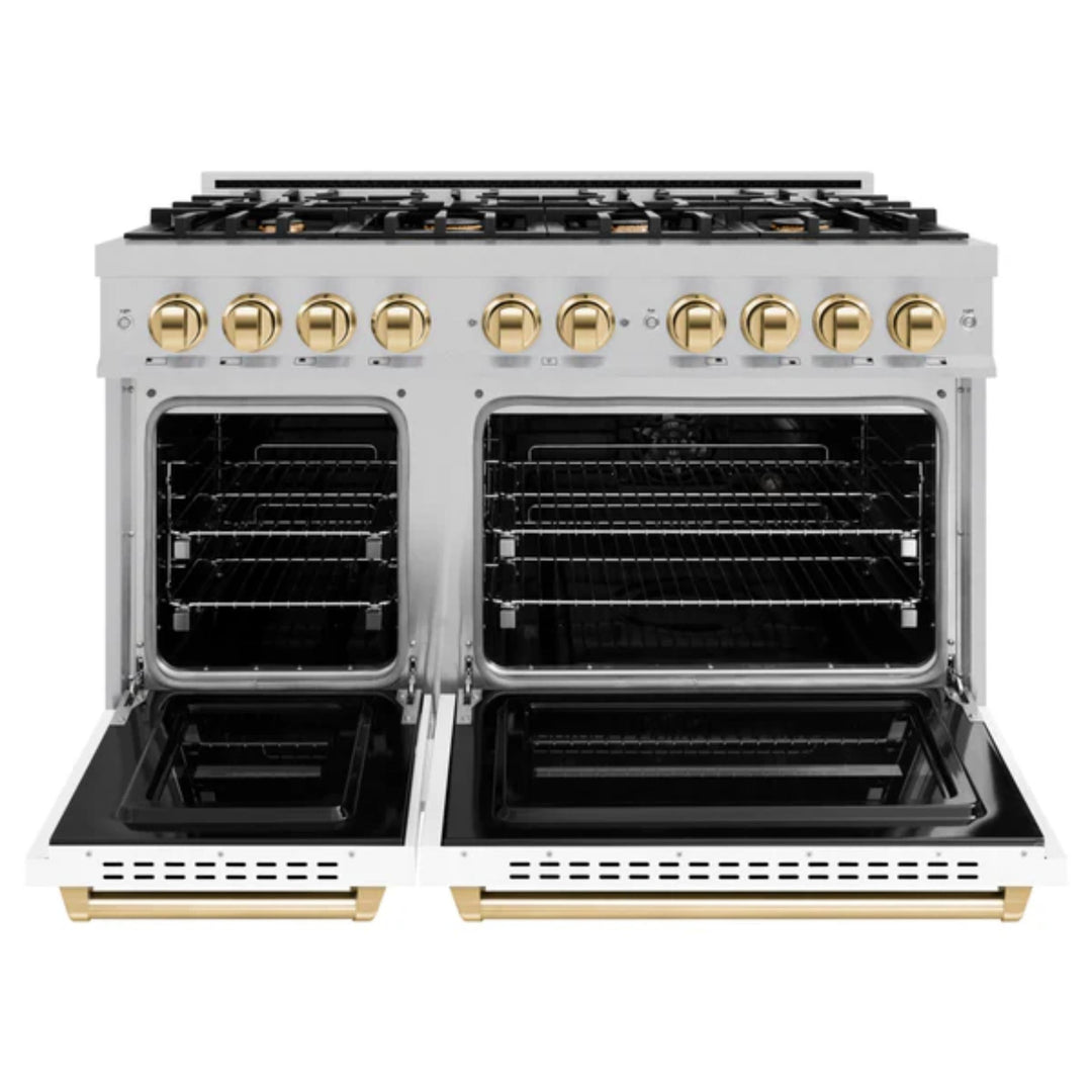 ZLINE Autograph Edition Classic Dual Fuel Ranges in White Matte.