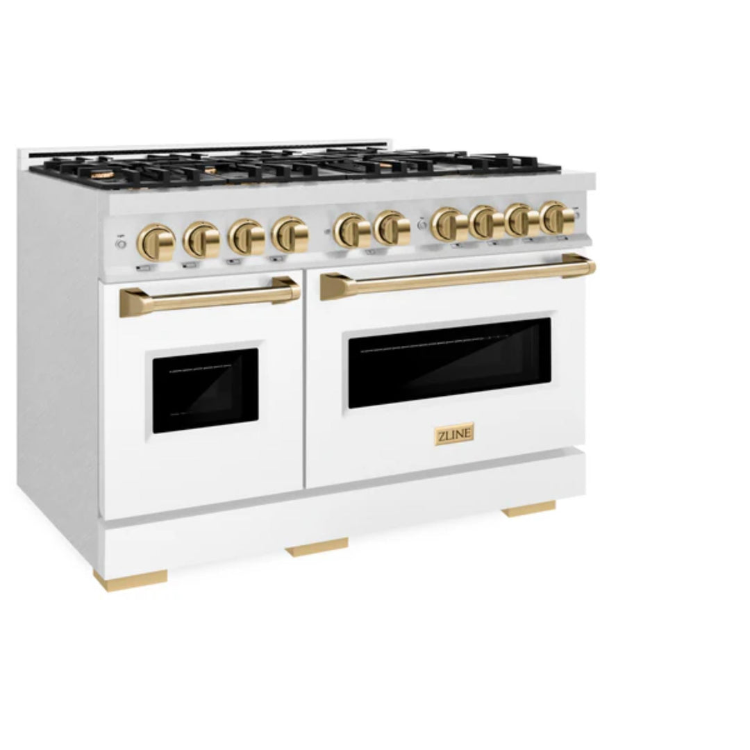 ZLINE Autograph Edition Classic Dual Fuel Ranges in White Matte.