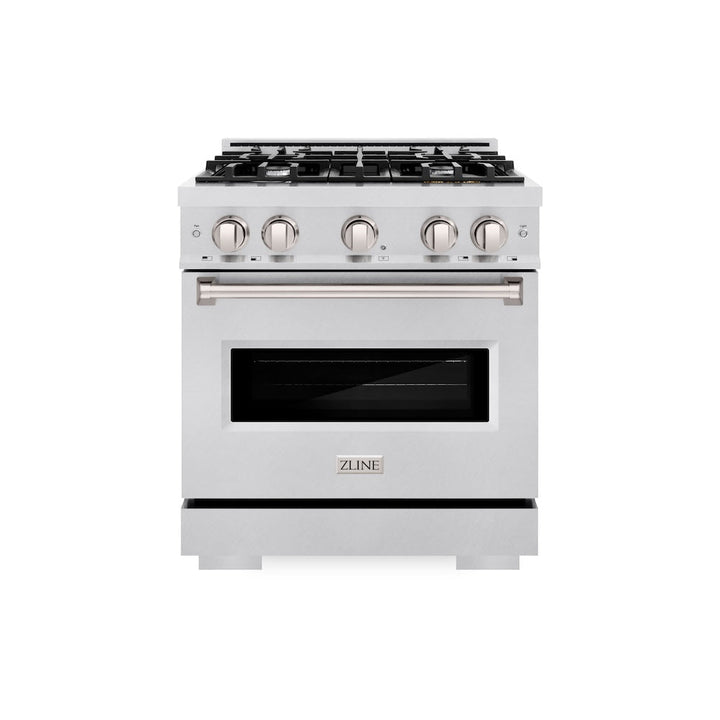 ZLINE 30 in. 4.2 cu. ft. Classic Dual Fuel Range with 4 Burner Gas Cooktop and Electric Convection Oven in Satin Stainless Steel, Open Box-Excellent Condition
