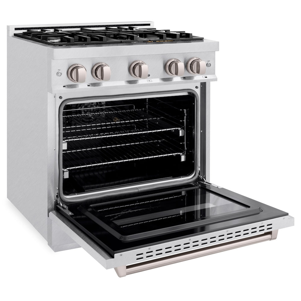ZLINE 30 in. 4.2 cu. ft. Classic Gas Range with 4 Burner Cooktop and Convection Gas Oven in Satin Stainless Steel, Open Box-Excellent Condition