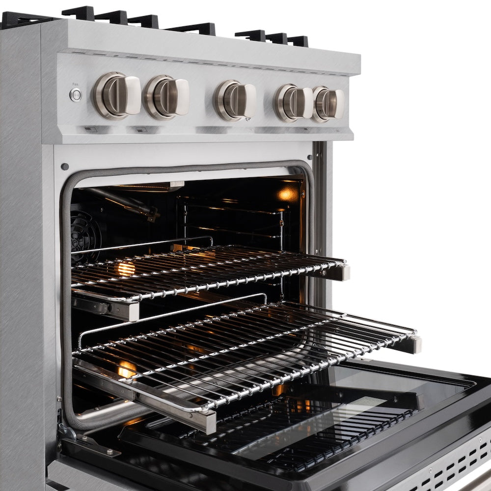 ZLINE 30 in. 4.2 cu. ft. Classic Gas Range with 4 Burner Cooktop and Convection Gas Oven in Satin Stainless Steel, Open Box-Excellent Condition