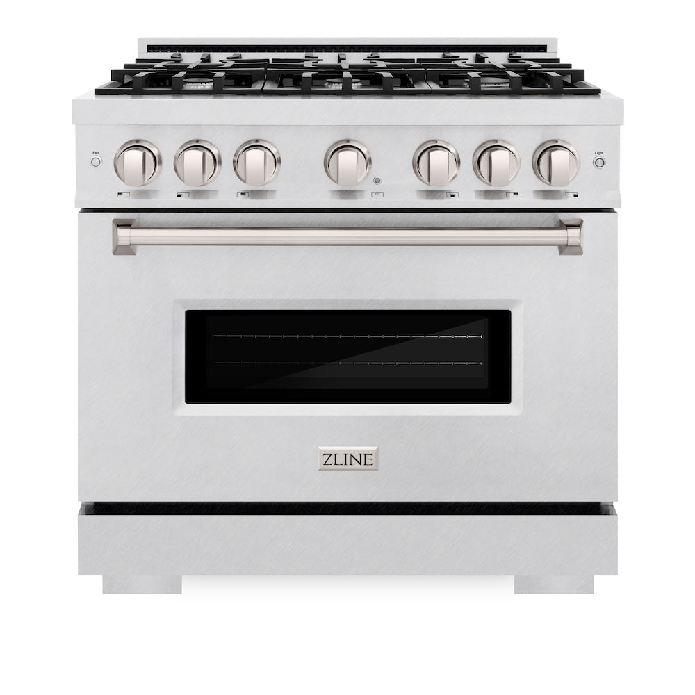 ZLINE 36 in. 5.2 cu. ft. Classic Gas Range with 6 Burner Cooktop and Convection Gas Oven in Satin Stainless Steel, Open Box-Excellent Condition