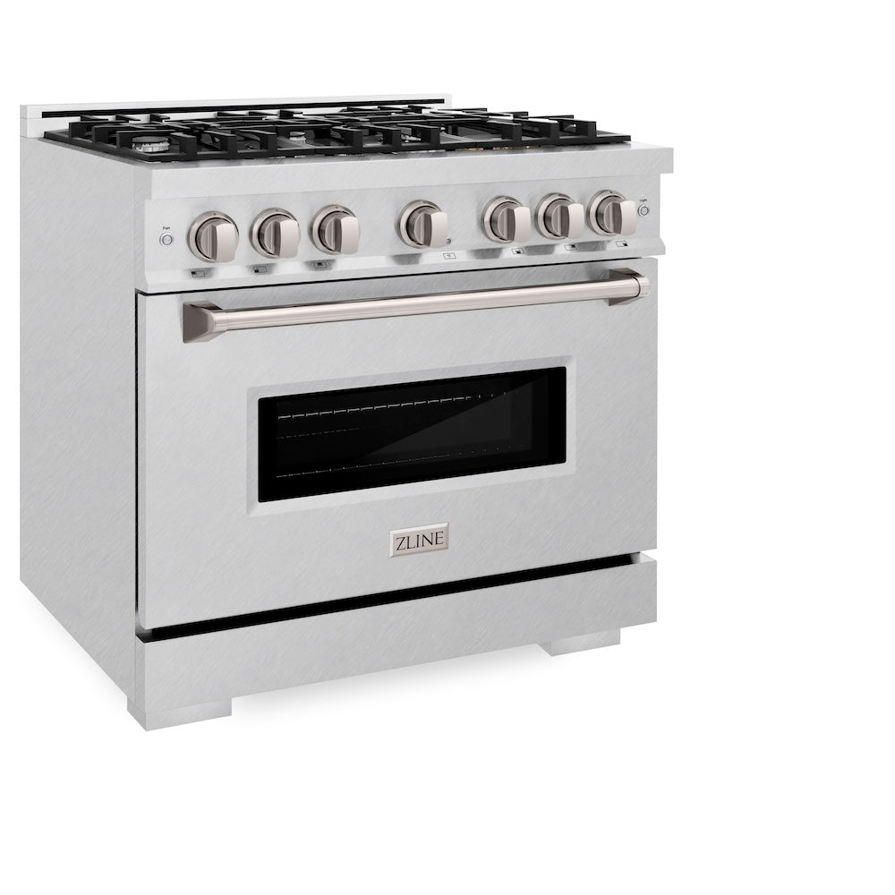 ZLINE 36 in. 5.2 cu. ft. Classic Gas Range with 6 Burner Cooktop and Convection Gas Oven in Satin Stainless Steel (CGRS-36)