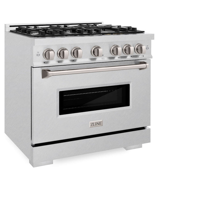 ZLINE 36 in. 5.2 cu. ft. Classic Gas Range with 6 Burner Cooktop and Convection Gas Oven in Satin Stainless Steel (CGRS-36)