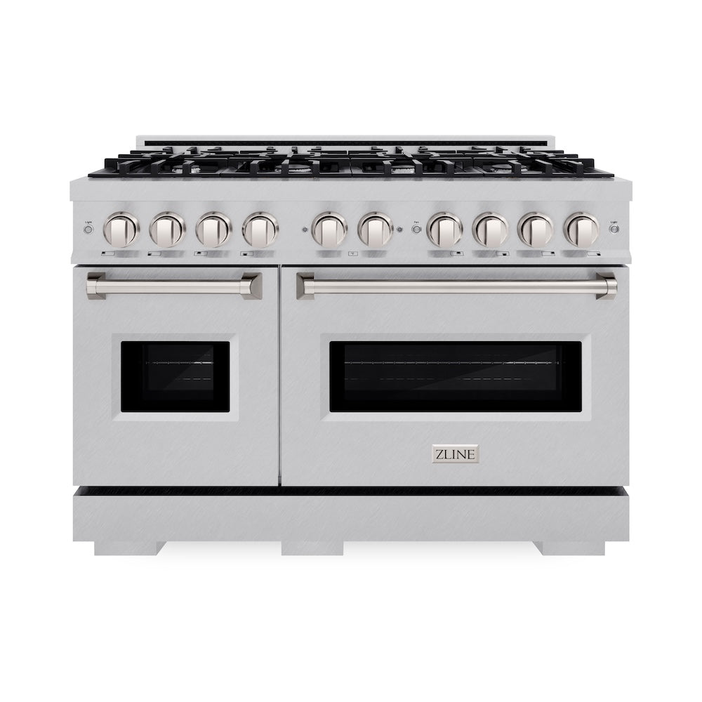 ZLINE 48 in. 6.7 cu. ft. Classic Double Oven Gas Range with 8 Burner Cooktop in Satin Stainless Steel, Open Box-Excellent Condition