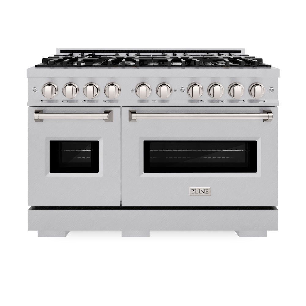ZLINE 48 in. 6.7 cu. ft. Classic Double Oven Gas Range with 8 Burner Cooktop in Satin Stainless Steel, Open Box-Excellent Condition