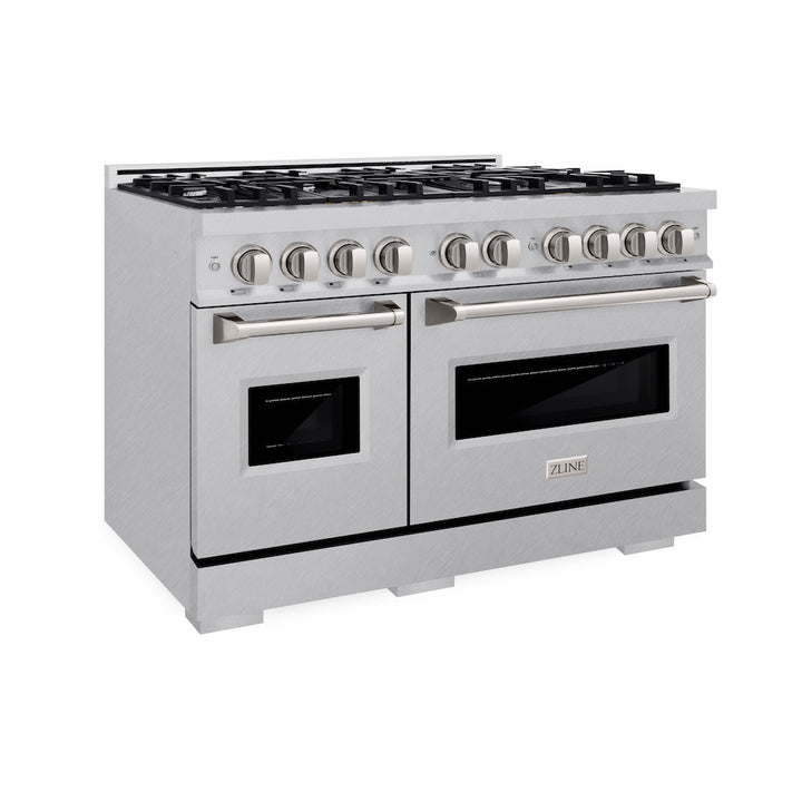 ZLINE 48 in. 6.7 cu. ft. Classic Double Oven Gas Range with 8 Burner Cooktop in Satin Stainless Steel, Open Box-Excellent Condition