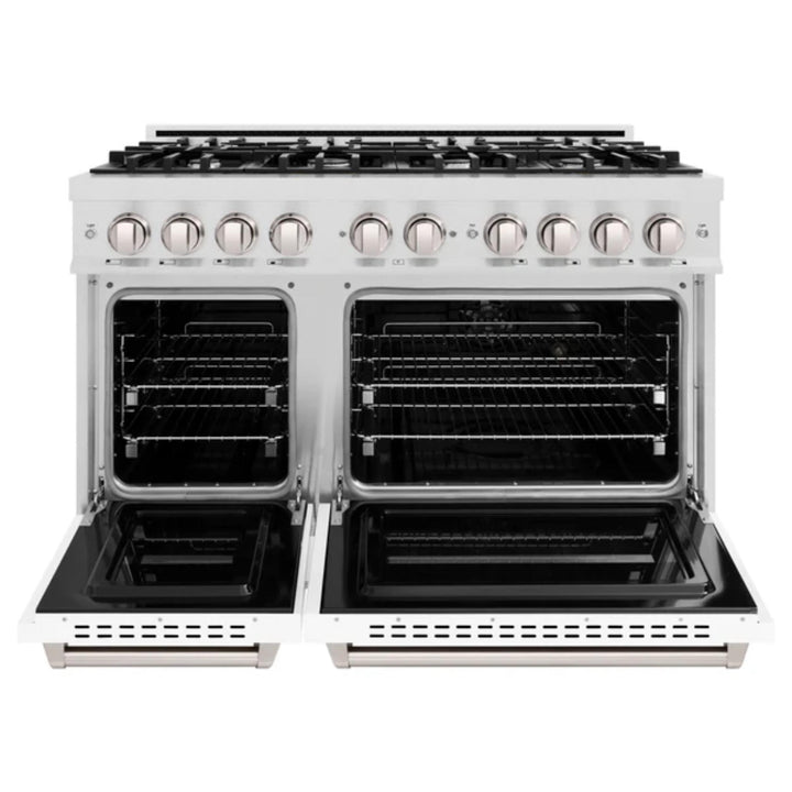 ZLINE Classic Gas Range Series with Convection Gas Oven in Satin Stainless Steel White Matte Door
