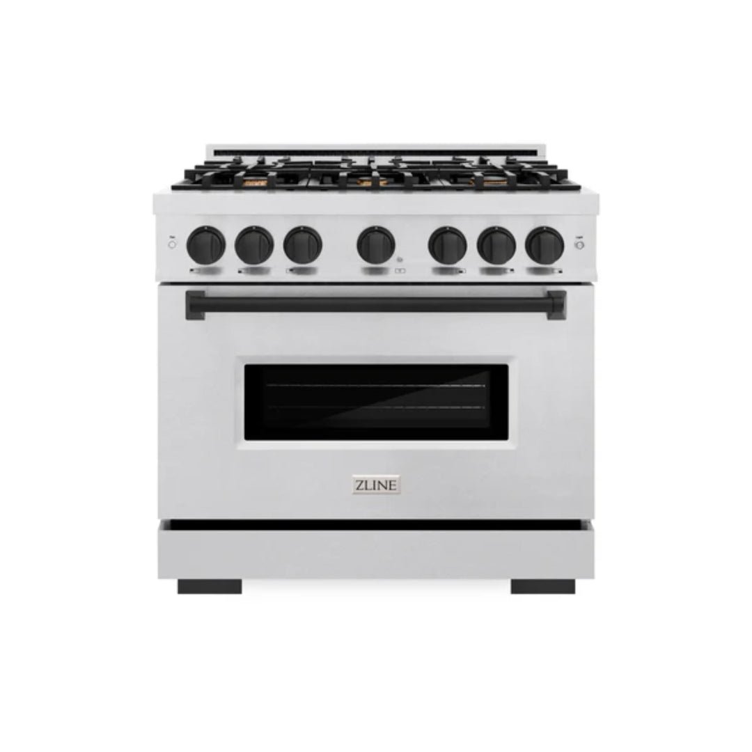 ZLINE Autograph Edition Classic Gas Range with Convection Gas Oven in Satin Stainless Steel and Matte Black Accents