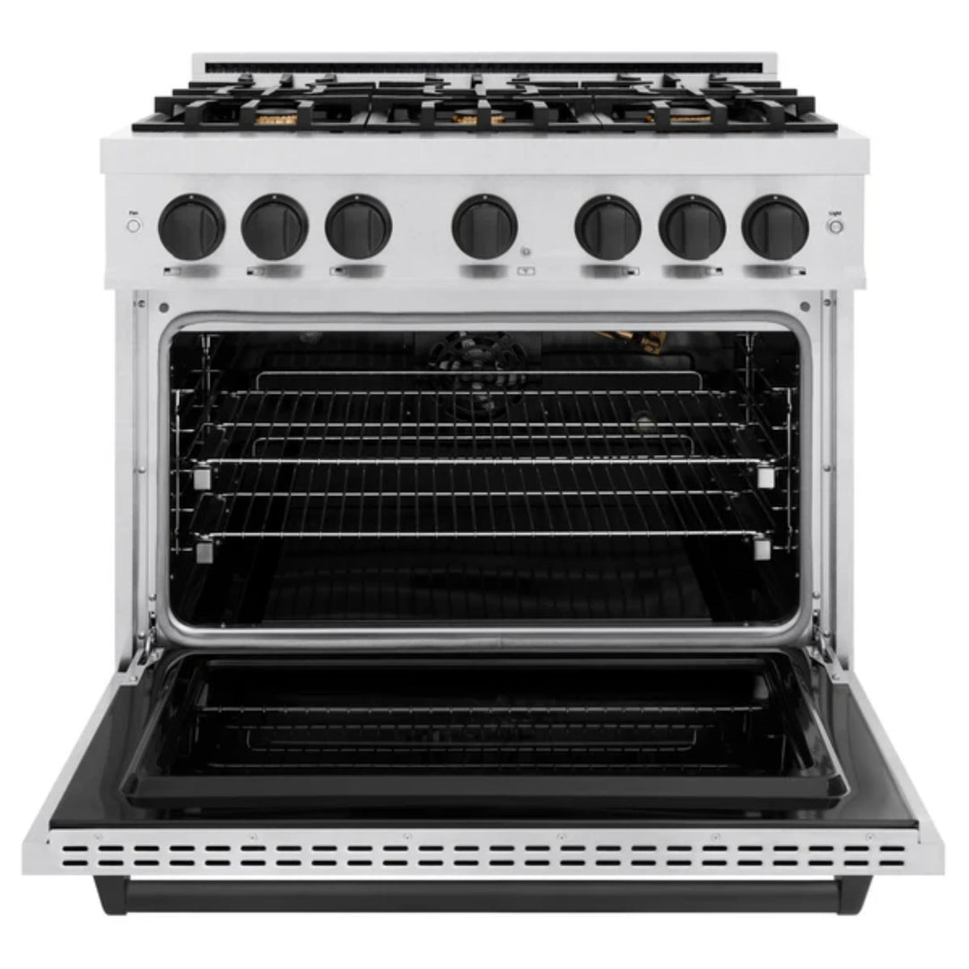 ZLINE Autograph Edition Classic Gas Range with Convection Gas Oven in Satin Stainless Steel and Matte Black Accents