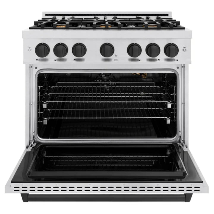 ZLINE Autograph Edition Classic Gas Range with Convection Gas Oven in Satin Stainless Steel and Matte Black Accents