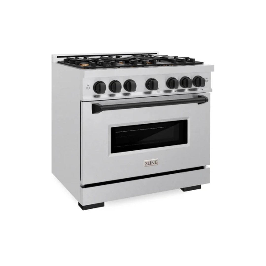 ZLINE Autograph Edition Classic Gas Range with Convection Gas Oven in Satin Stainless Steel and Matte Black Accents