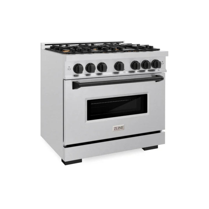 ZLINE Autograph Edition Classic Gas Range with Convection Gas Oven in Satin Stainless Steel and Matte Black Accents