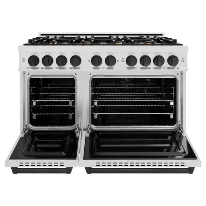 ZLINE Autograph Edition Classic Gas Range with Convection Gas Oven in Satin Stainless Steel and Matte Black Accents