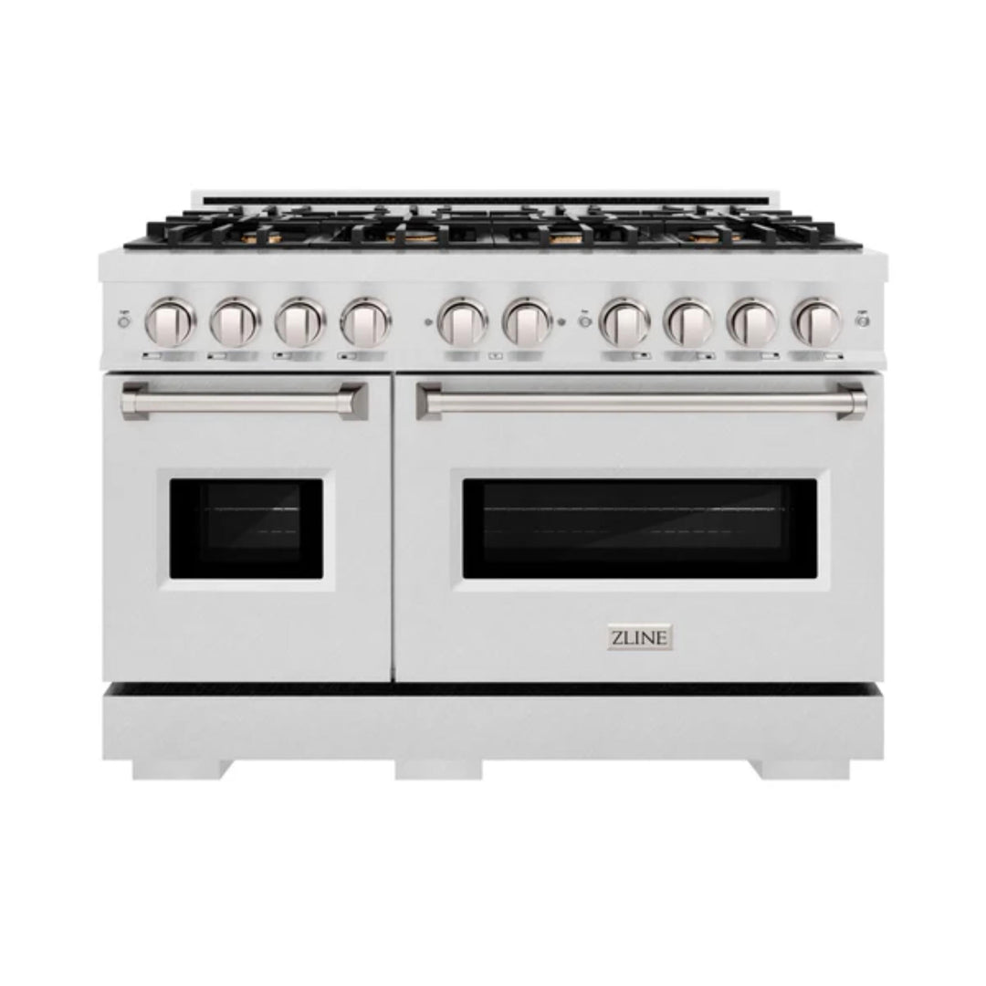 ZLINE Classic Gas Range Series with Convection Gas Oven in Satin Stainless Steel and Brass Burners