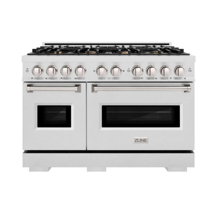 ZLINE Classic Gas Range Series with Convection Gas Oven in Satin Stainless Steel and Brass Burners