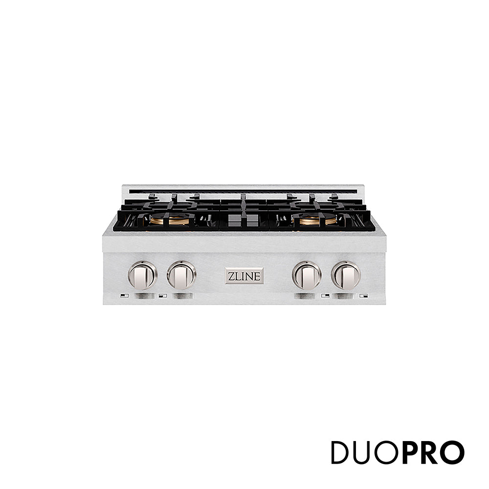 ZLINE 30 in. Classic Gas Rangetop with 4 Burner DuoPro™ Cooktop in Satin Stainless Steel, Open Box-Excellent Condition