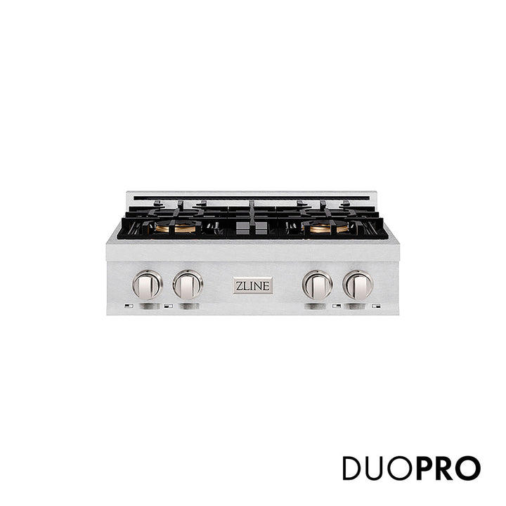 ZLINE 30 in. Classic Gas Rangetop with 4 Burner DuoPro™ Cooktop in Satin Stainless Steel, Open Box-Excellent Condition