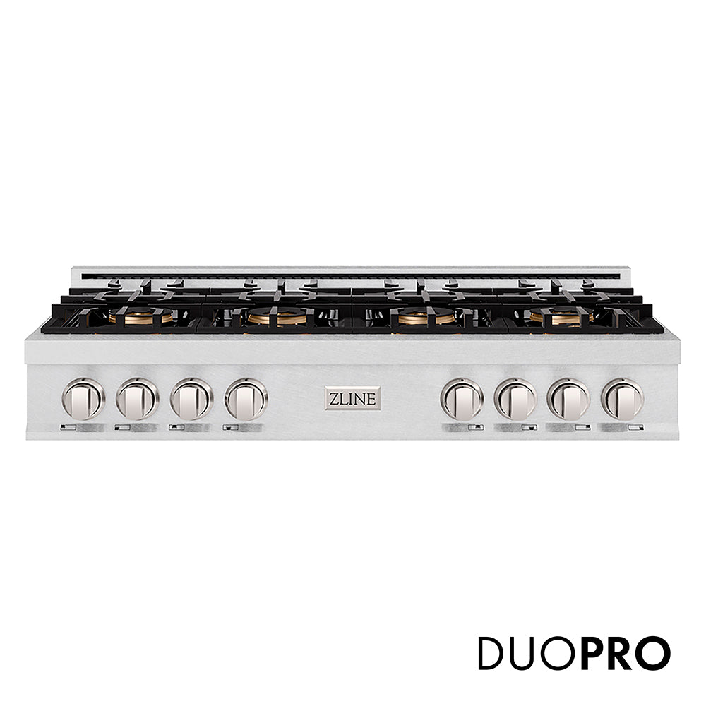 ZLINE 48 in. Classic Gas Rangetop with 8 Burner DuoPro™ Cooktop in Satin Stainless Steel, Open Box-Excellent Condition