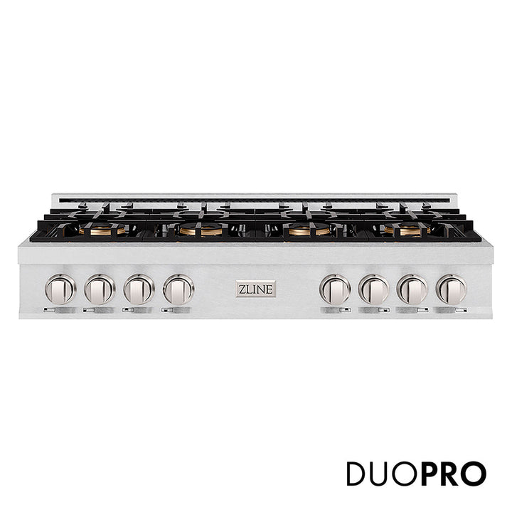 ZLINE 48 in. Classic Gas Rangetop with 8 Burner DuoPro™ Cooktop in Satin Stainless Steel, Open Box-Excellent Condition