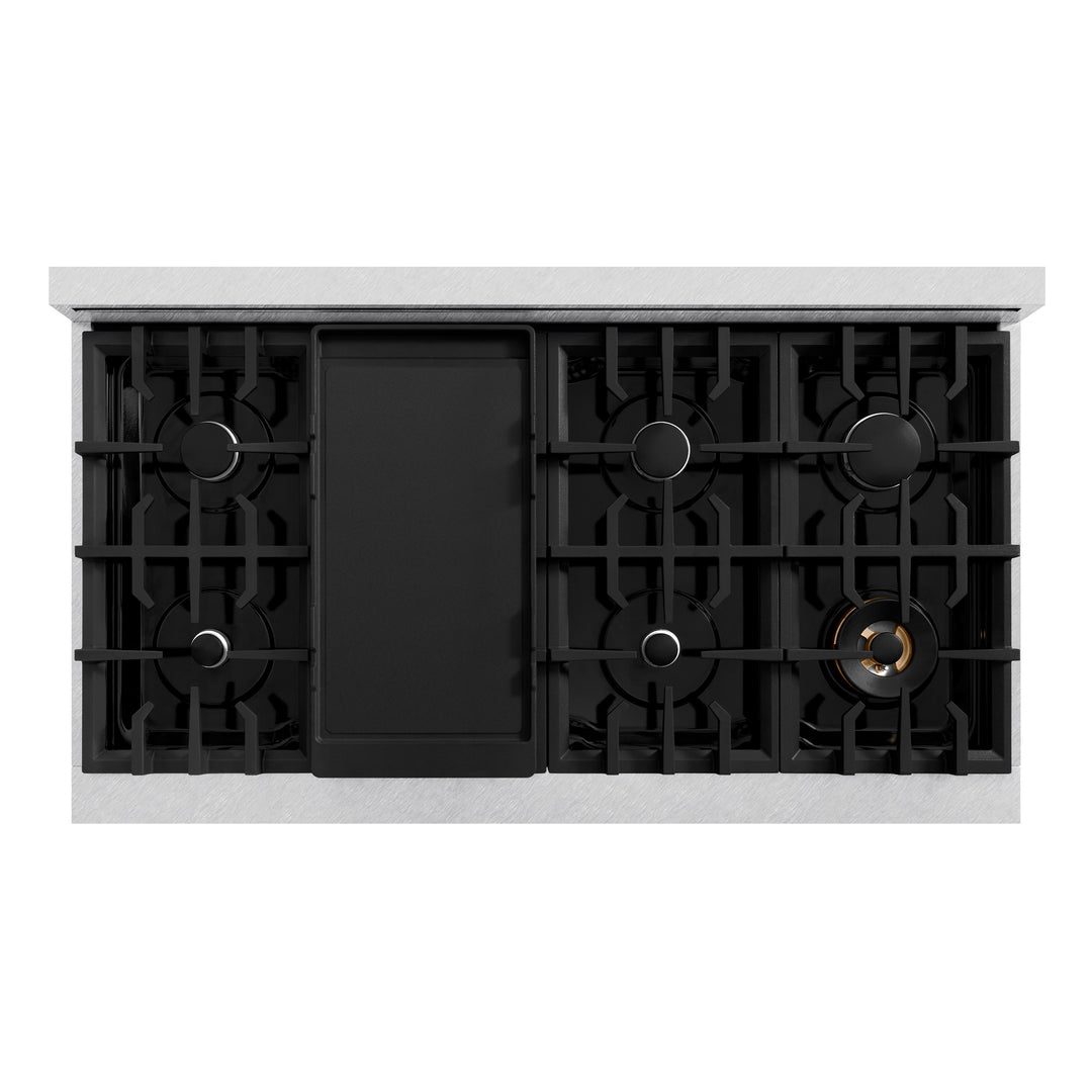ZLINE 48 in. Classic Gas Rangetop with 8 Burners and Porcelain Cooktop in Satin Stainless Steel with Griddle (RTS-GR-48)
