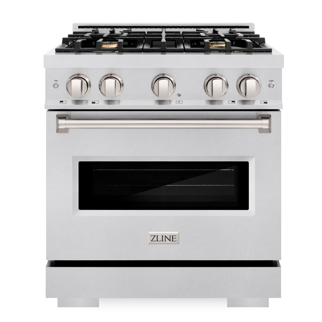 ZLINE 30" 4.2 cu. ft. Classic Dual Fuel Range in Stainless Steel with 4 Brass Burners, CDR-BR-30