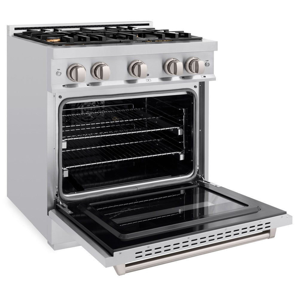 ZLINE 30" 4.2 cu. ft. Classic Dual Fuel Range in Stainless Steel with 4 Brass Burners, CDR-BR-30