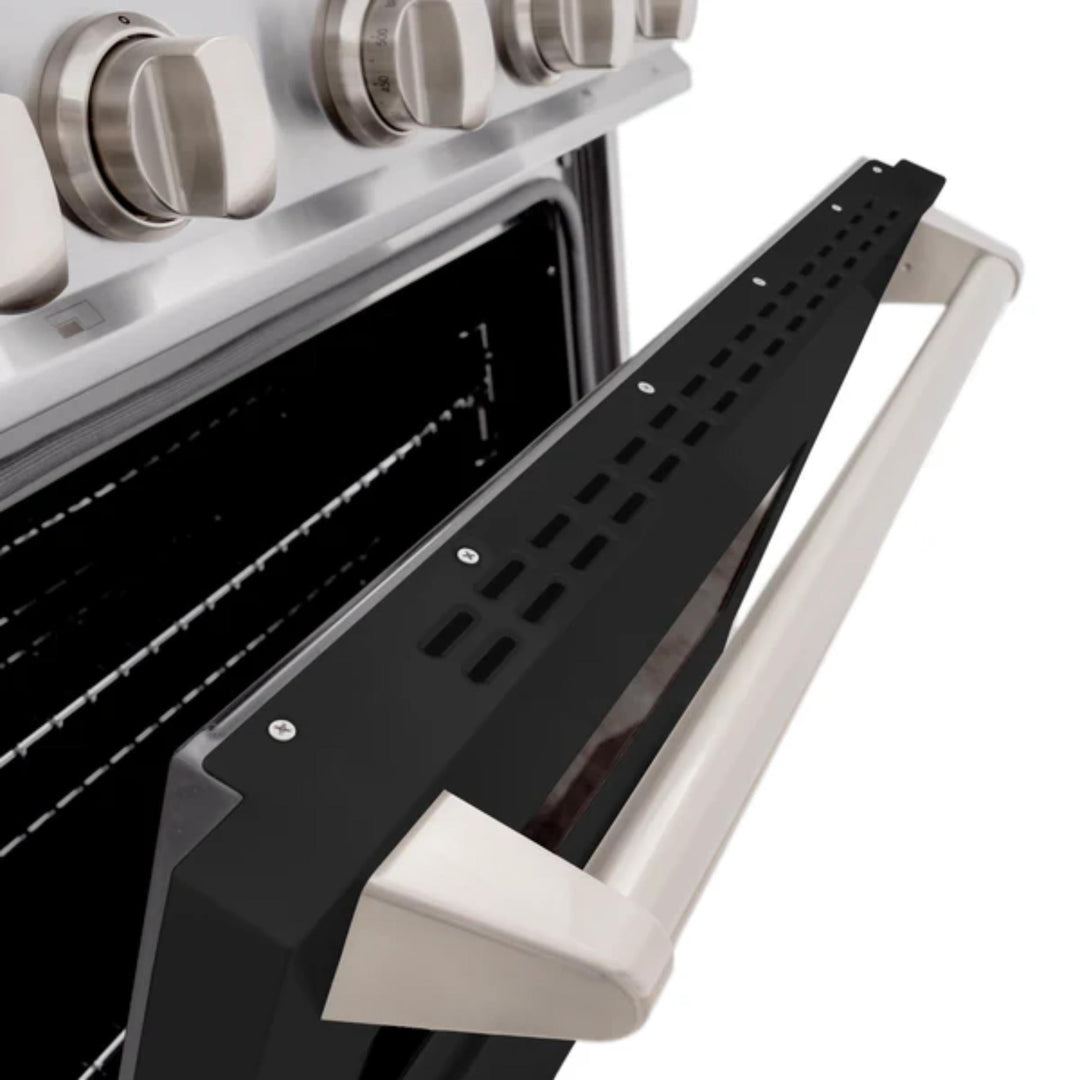 ZLINE Classic Gas Range Convection Gas Oven in Stainless Steel with Black Matte Doors