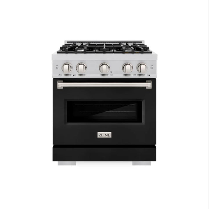 ZLINE Classic Gas Range Convection Gas Oven in Stainless Steel with Black Matte Doors