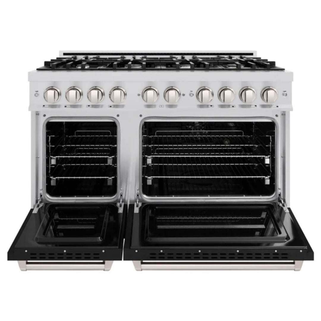 ZLINE Classic Gas Range Convection Gas Oven in Stainless Steel with Black Matte Doors