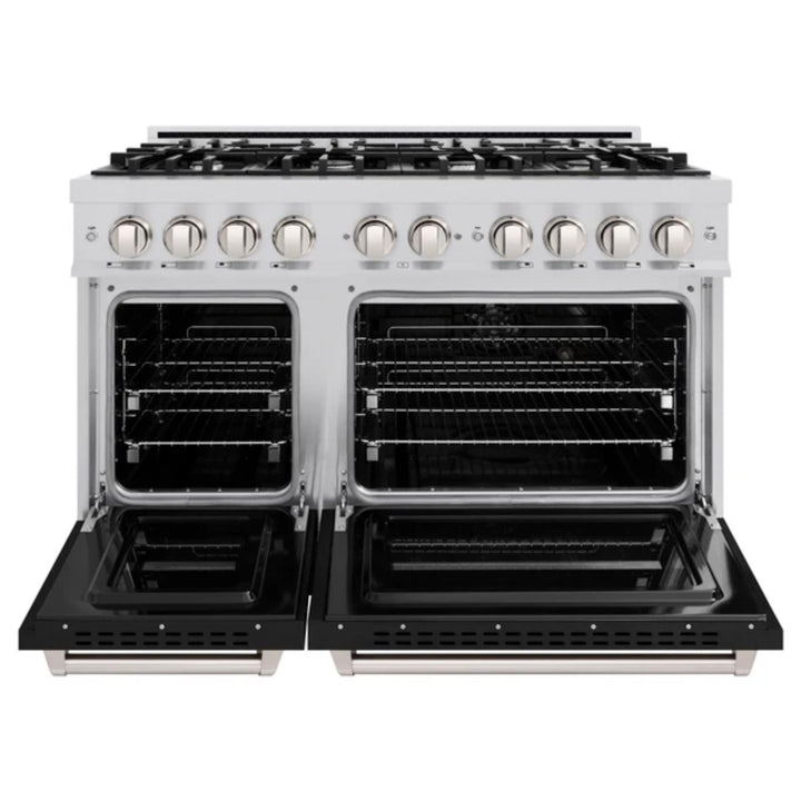 ZLINE Classic Gas Range Convection Gas Oven in Stainless Steel with Black Matte Doors